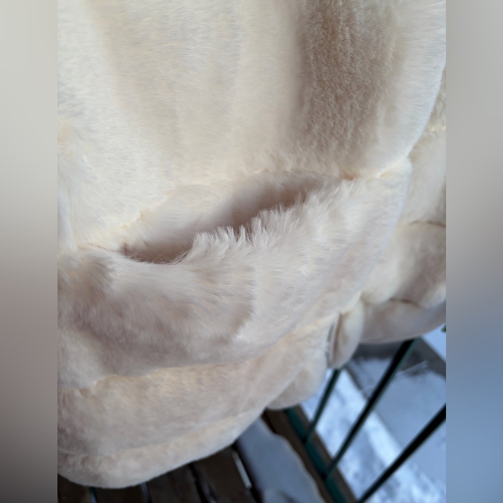 🆕❄️Sam Edelman Reversible Faux Fur Hooded Outwear Wool Coat Cream Jacket XL - Picture 7 of 17